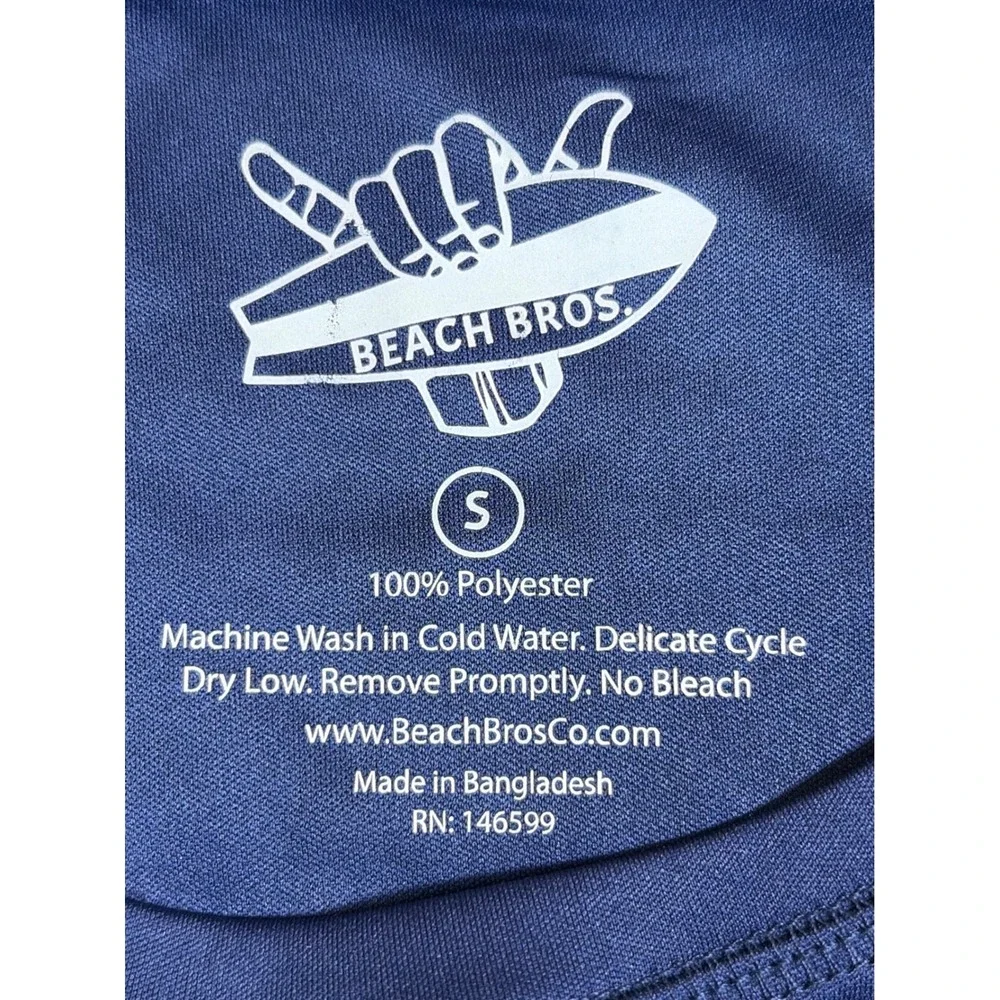 Beach Bros Mens Rash Guard Navy Blue UPF 50+ Sun Protection Swim Shirt Small